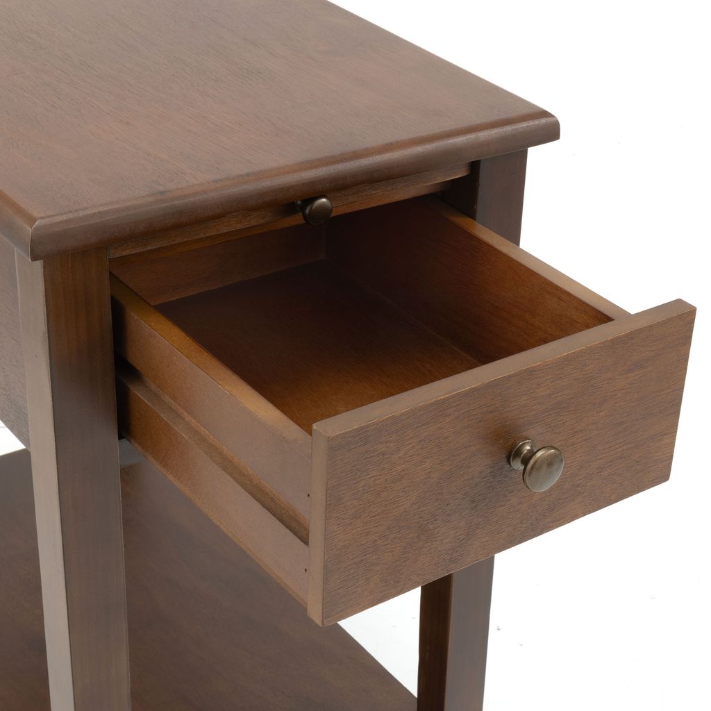 RV Side Table with Recessed Dual USB Charging Station and Twin Hidden Power Outlets