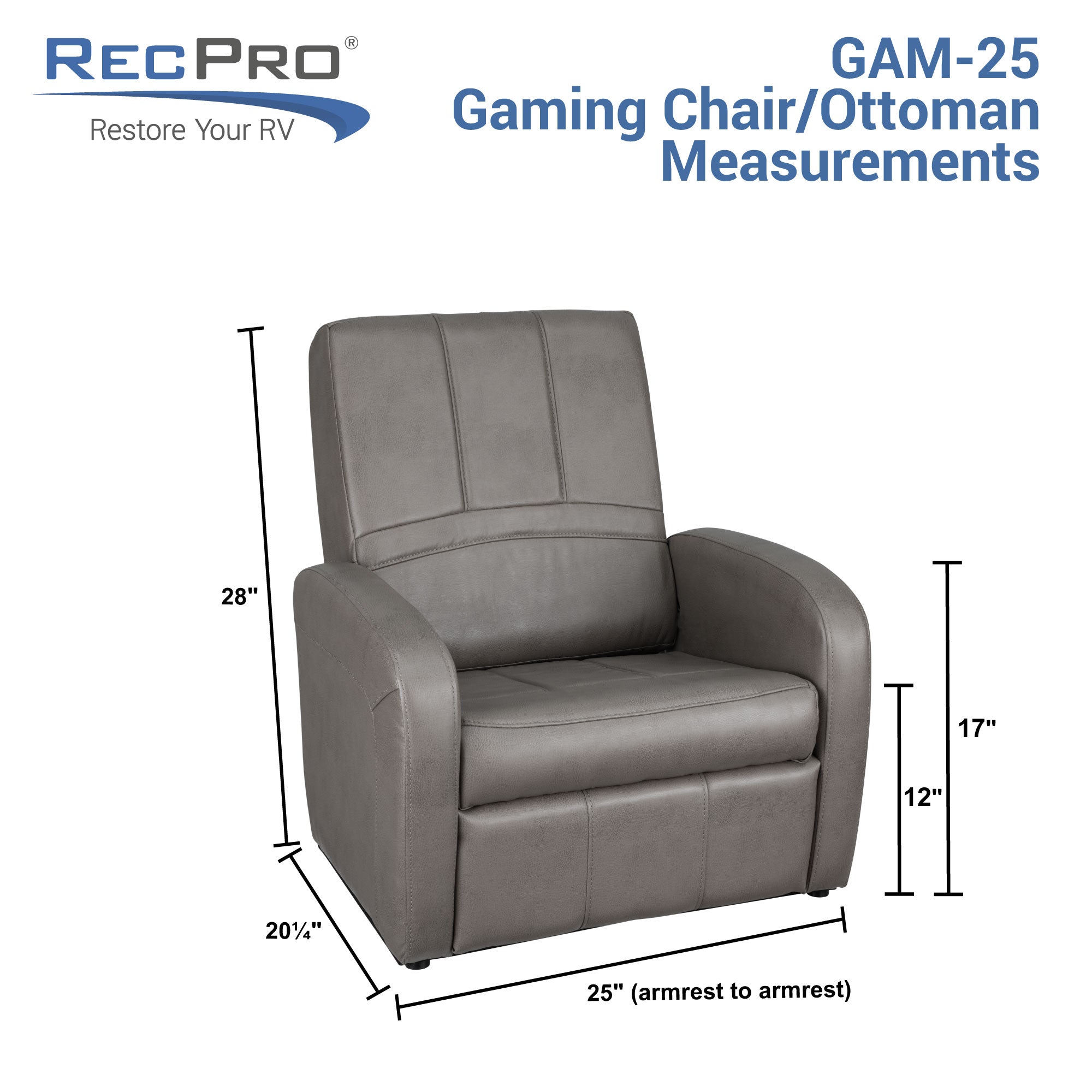 RecPro Charles RV Gaming Chair and Ottoman with Storage