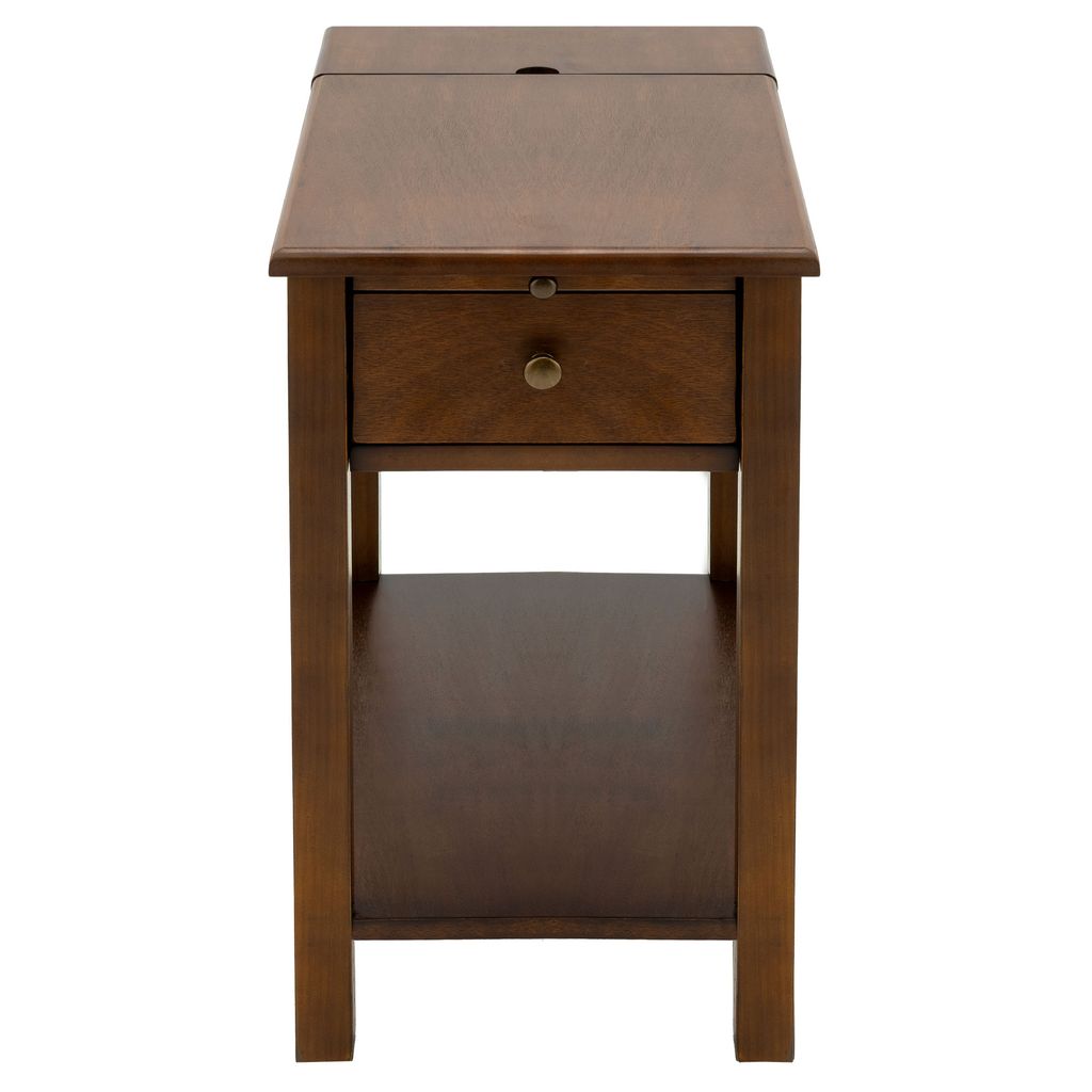 RV Side Table with Recessed Dual USB Charging Station and Twin Hidden Power Outlets