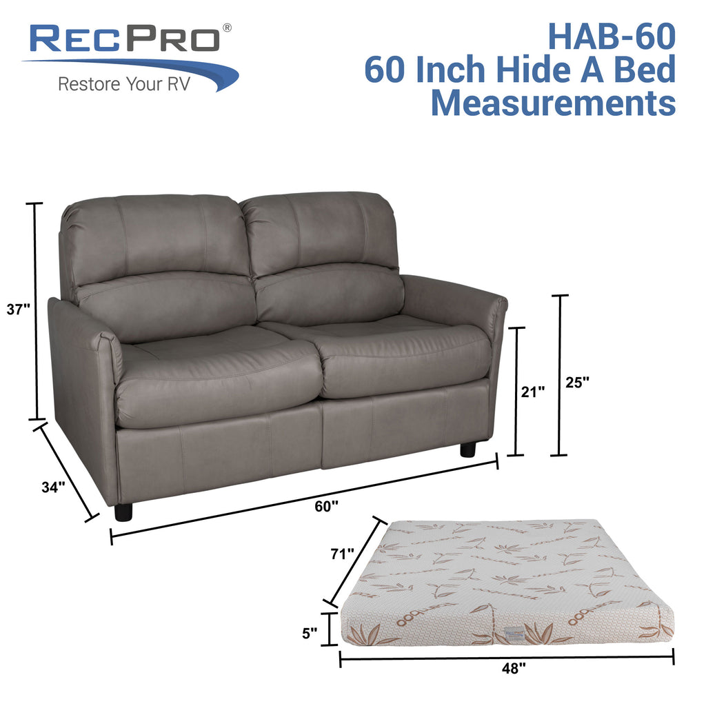 RecPro Charles 60" RV Sleeper Sofa with Hide-a-Bed