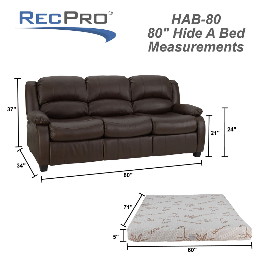 RecPro Charles 80" RV Sleeper Sofa with Hide-a-Bed