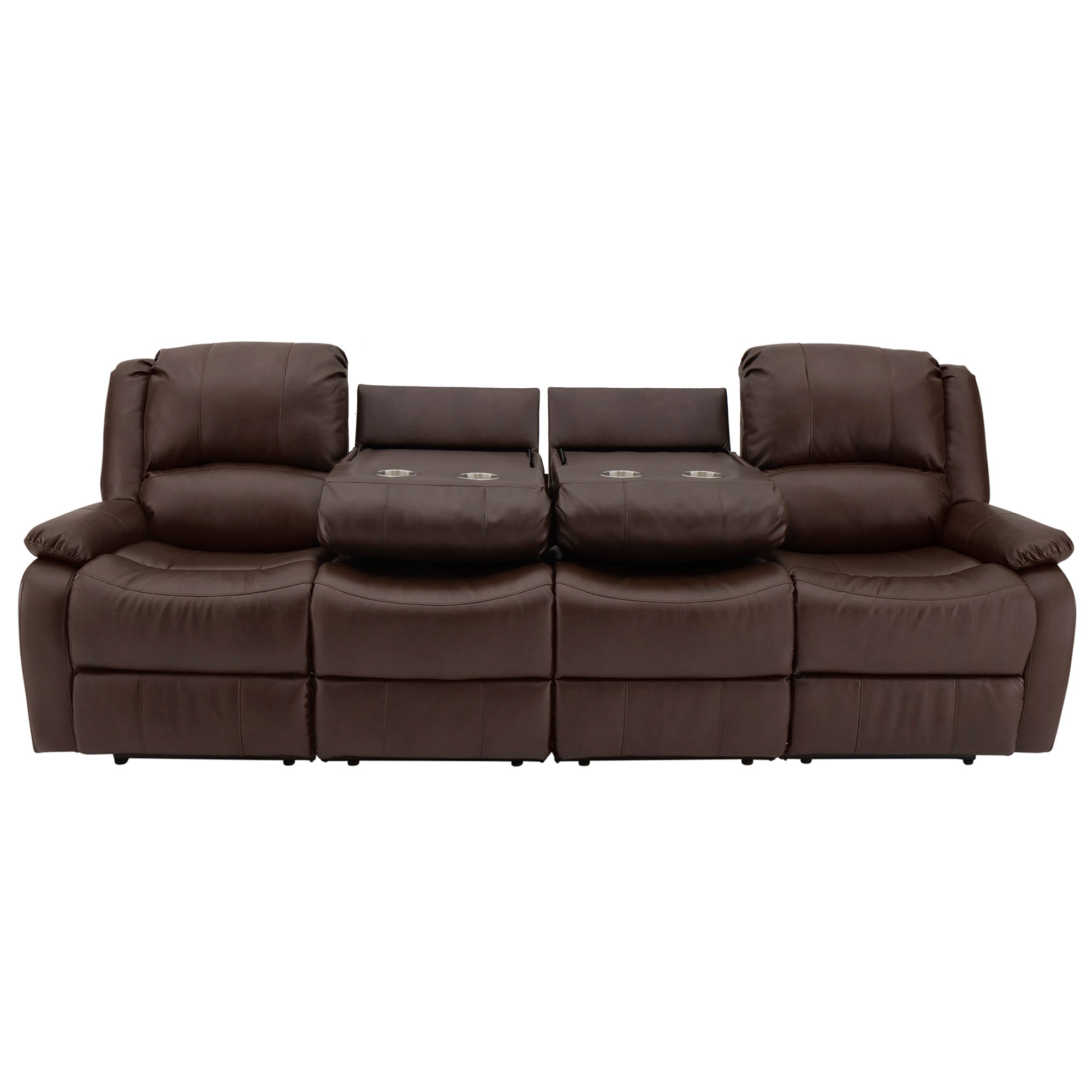 RecPro Charles 102" Quad Wall Hugger RV Recliner Sofa with Two Drop Down Consoles