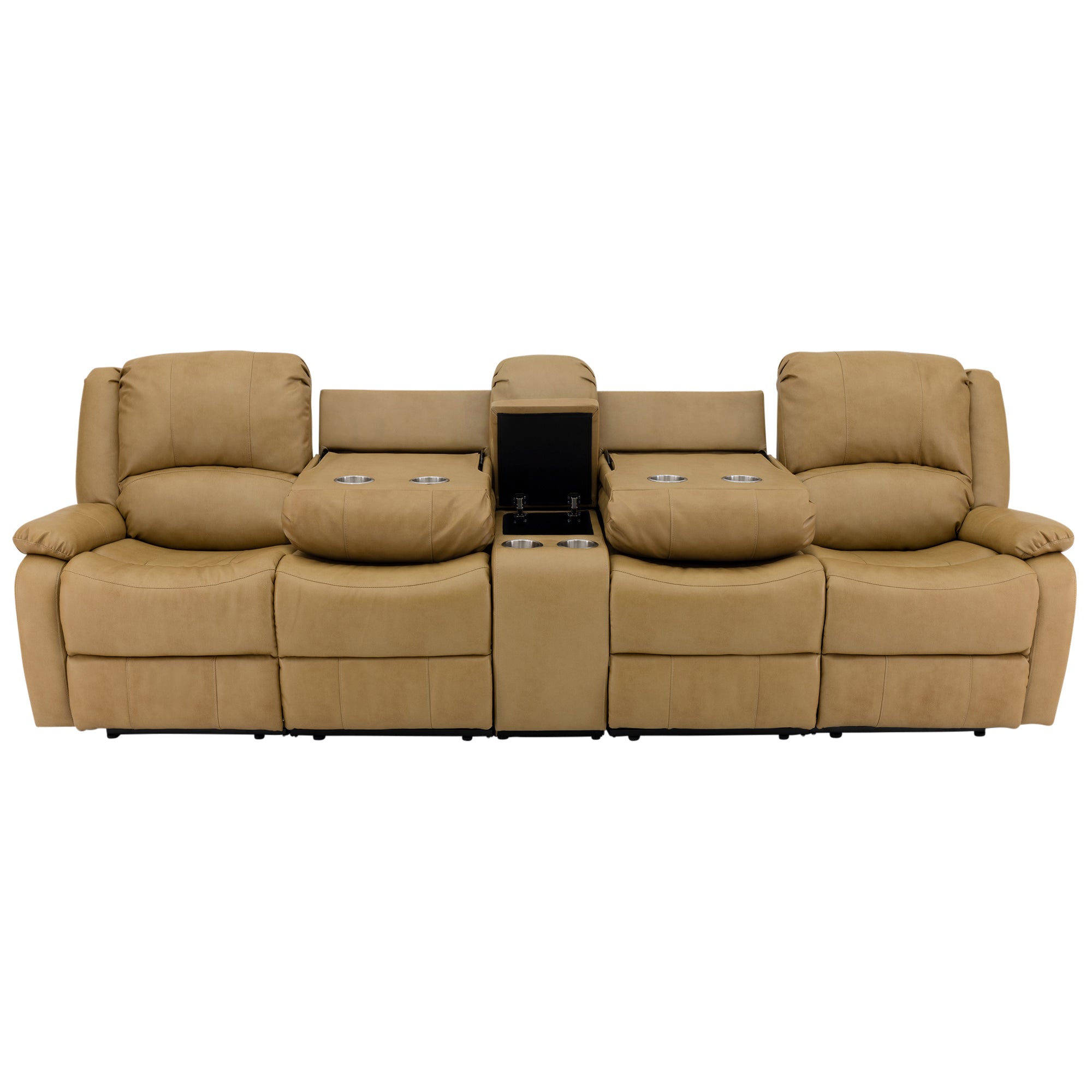 RecPro Charles 114" Quad Wall Hugger RV Recliner Sofa with Center Console