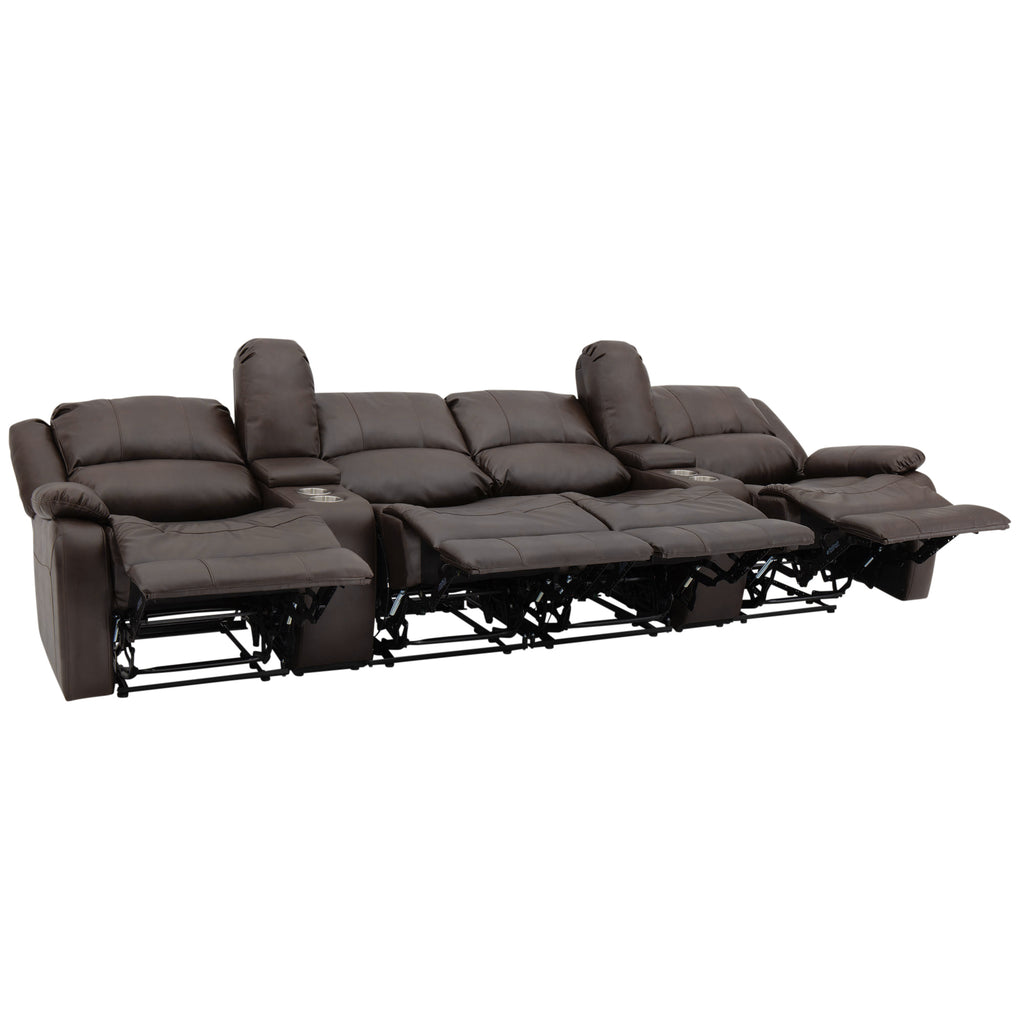 RecPro Charles 120" Quad Wall Hugger RV Recliner Sofa with Two Drop Down Consoles