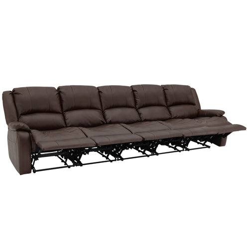 RecPro Charles 124" Wall Hugger RV Recliner Sofa with Three Drop Down Consoles