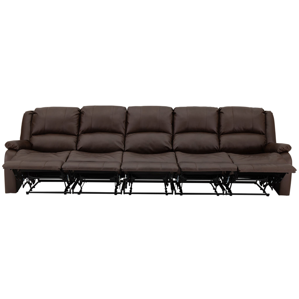 RecPro Charles 124" Wall Hugger RV Recliner Sofa with Three Drop Down Consoles