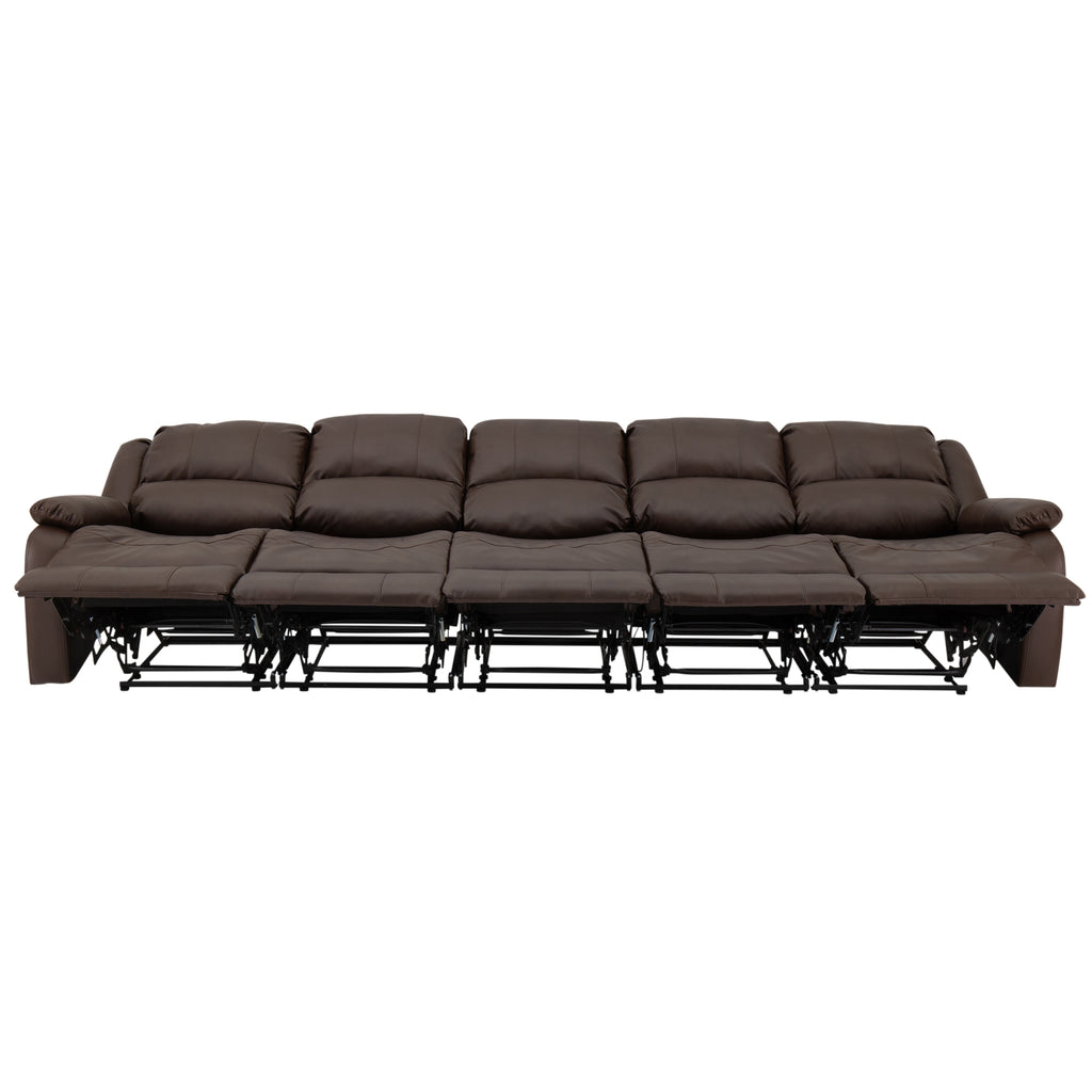 RecPro Charles 124" Wall Hugger RV Recliner Sofa with Three Drop Down Consoles