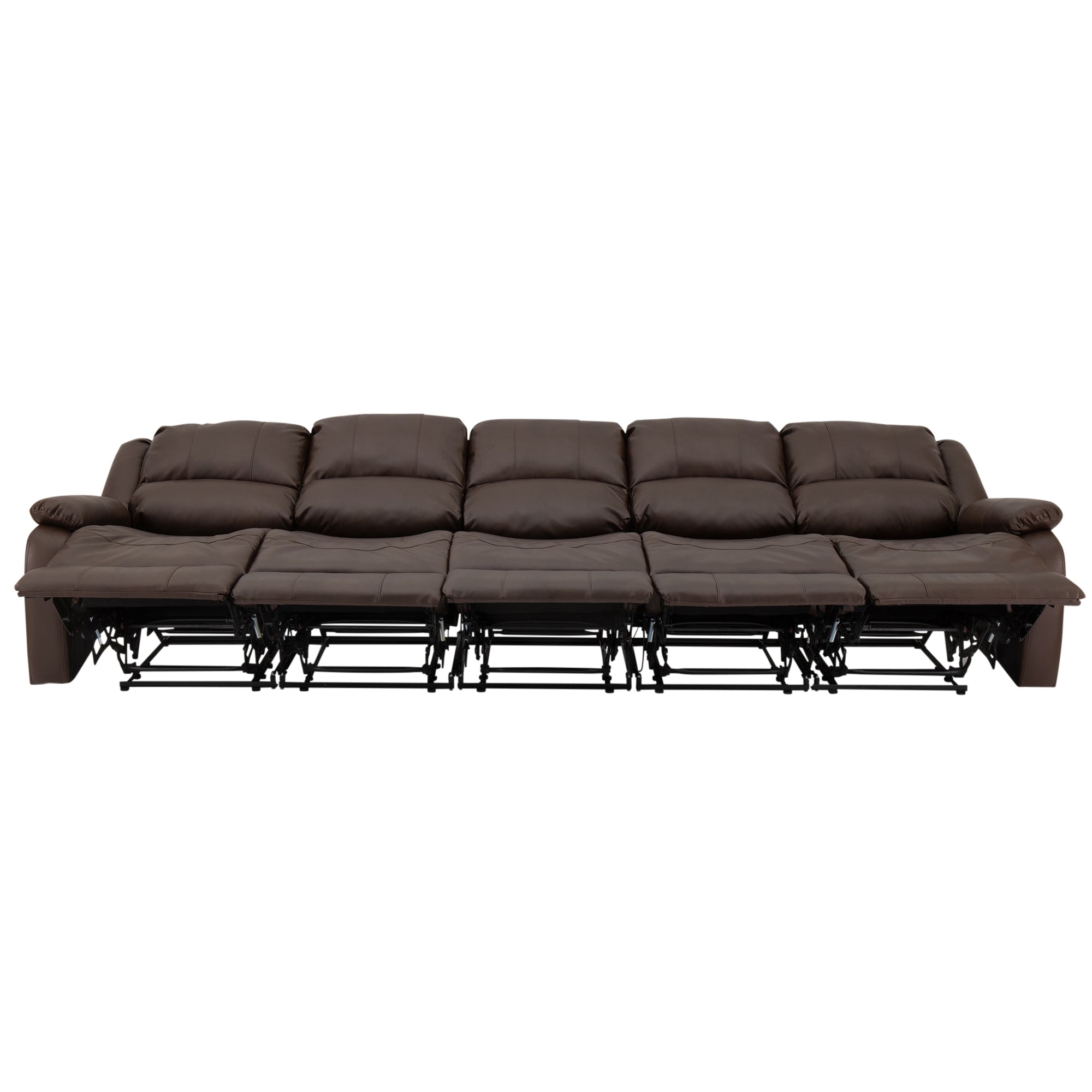 RecPro Charles 124" Wall Hugger RV Recliner Sofa with Three Drop Down Consoles