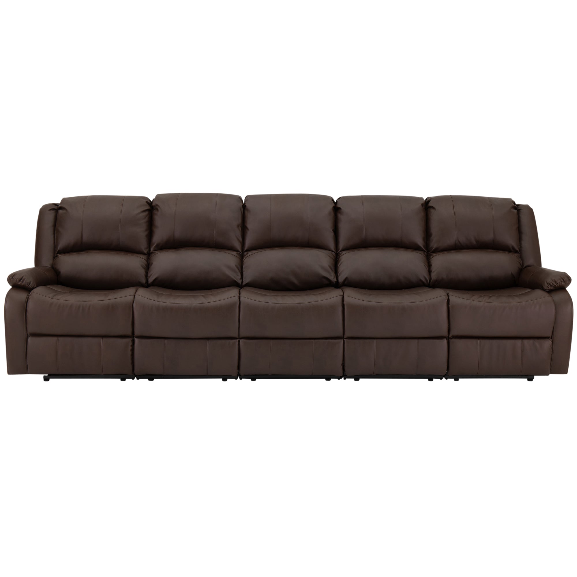 RecPro Charles 124" Wall Hugger RV Recliner Sofa with Three Drop Down Consoles