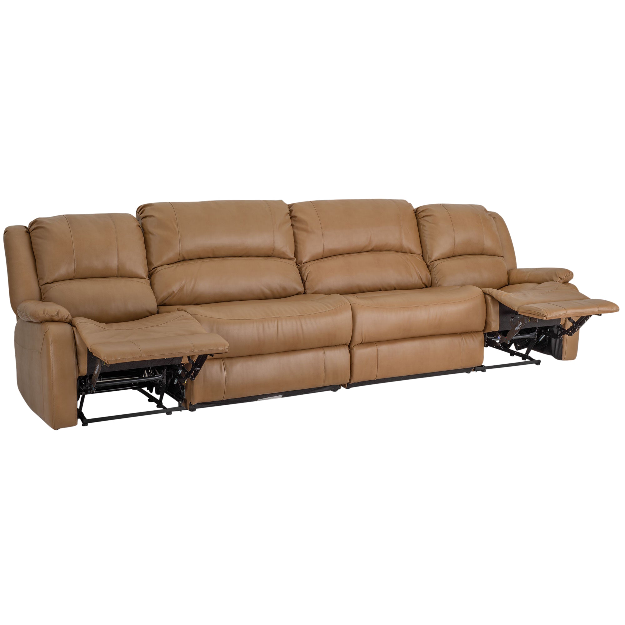 RecPro Charles 130" Double Wall Hugger RV Recliner Sofa with Two Drop Down Consoles