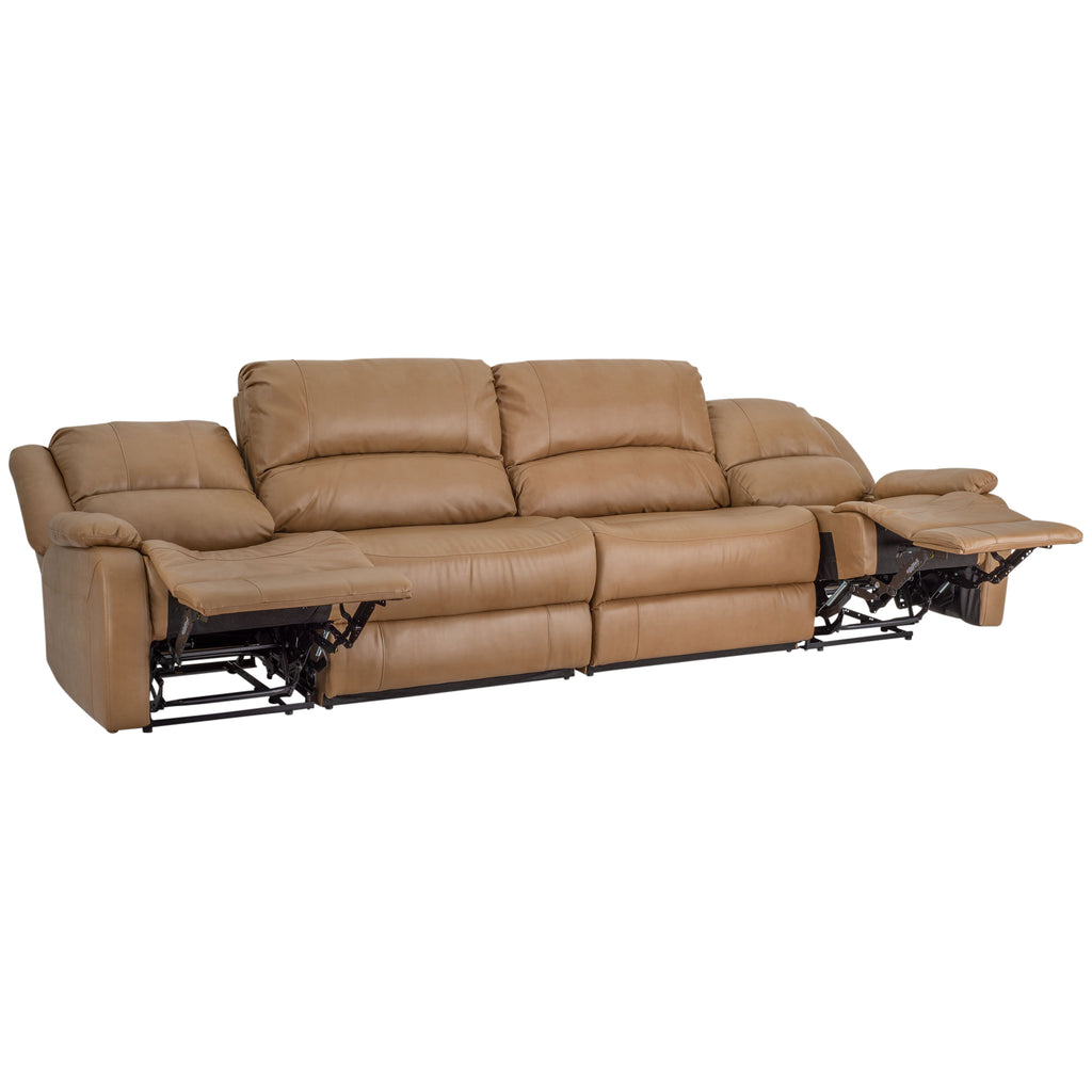 RecPro Charles 130" Double Wall Hugger RV Recliner Sofa with Two Drop Down Consoles