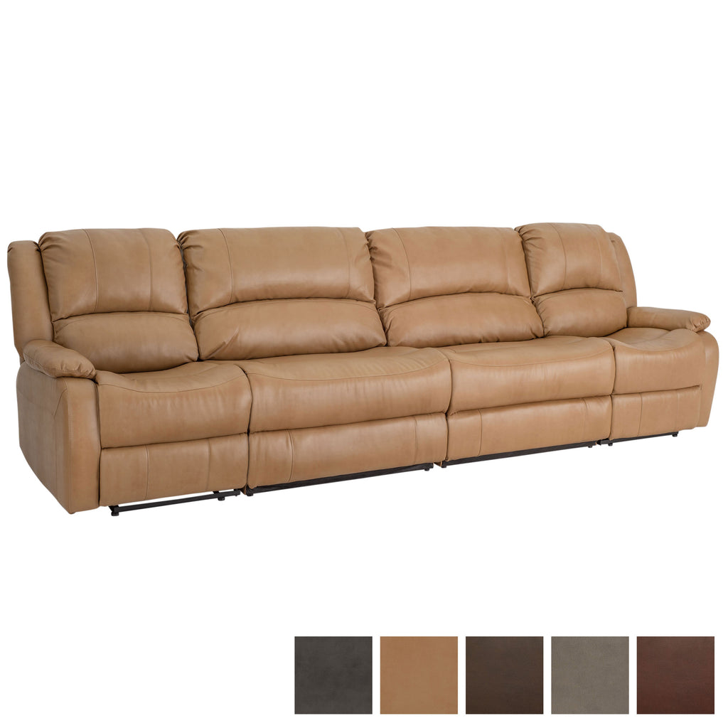 RecPro Charles 130" Double Wall Hugger RV Recliner Sofa with Two Drop Down Consoles