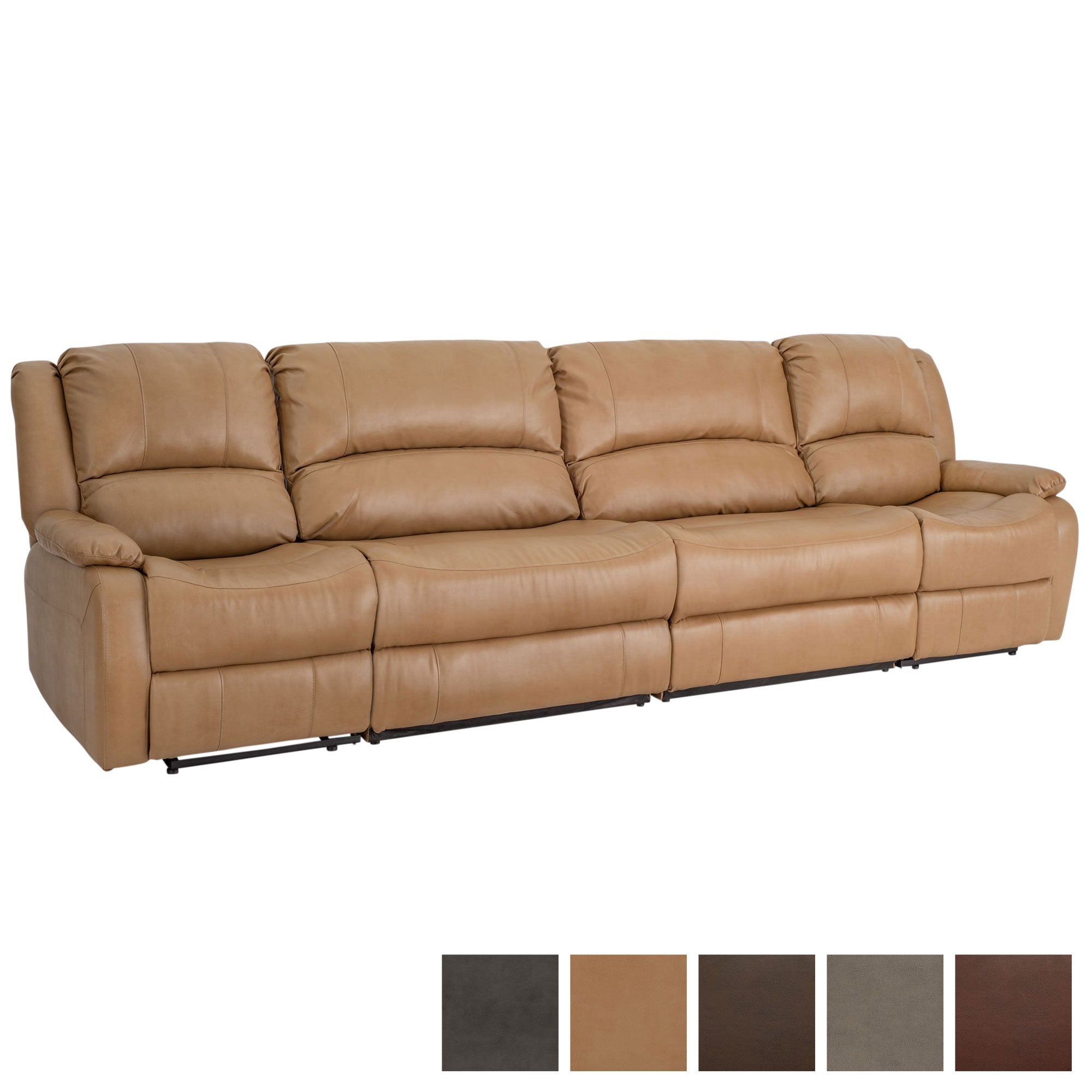 RecPro Charles 130" Double Wall Hugger RV Recliner Sofa with Two Drop Down Consoles