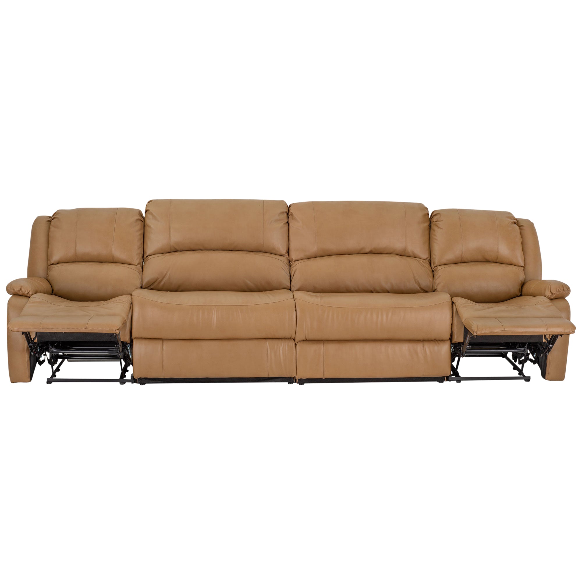 RecPro Charles 130" Double Wall Hugger RV Recliner Sofa with Two Drop Down Consoles