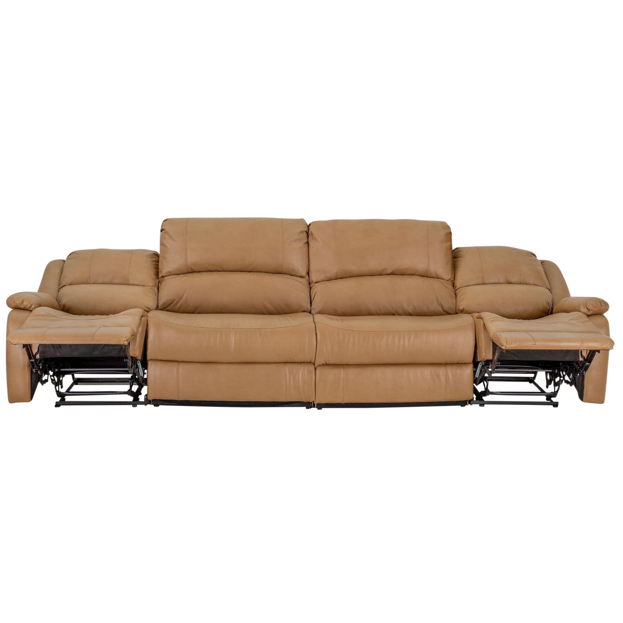 RecPro Charles 130" Double Wall Hugger RV Recliner Sofa with Two Drop Down Consoles