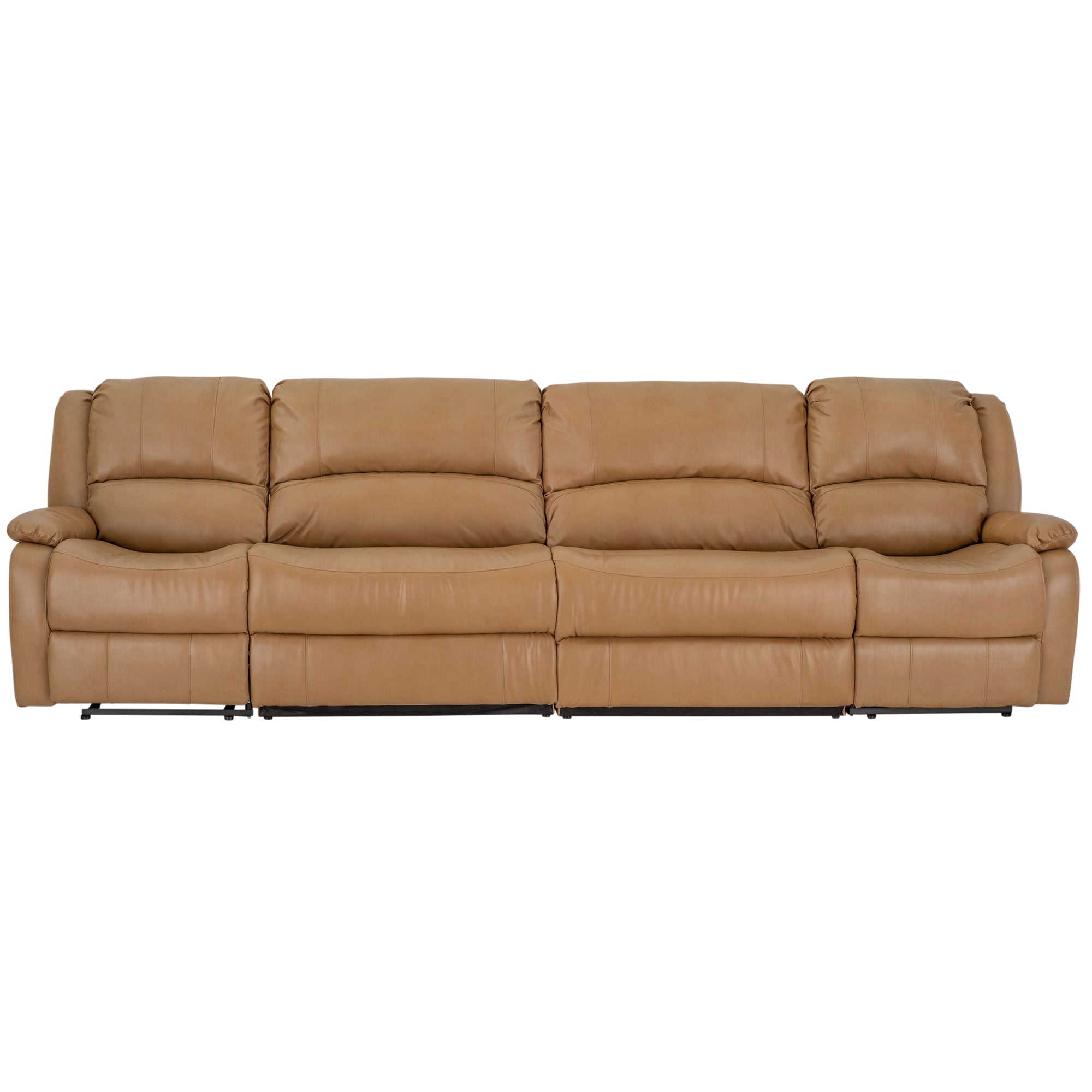 RecPro Charles 130" Double Wall Hugger RV Recliner Sofa with Two Drop Down Consoles