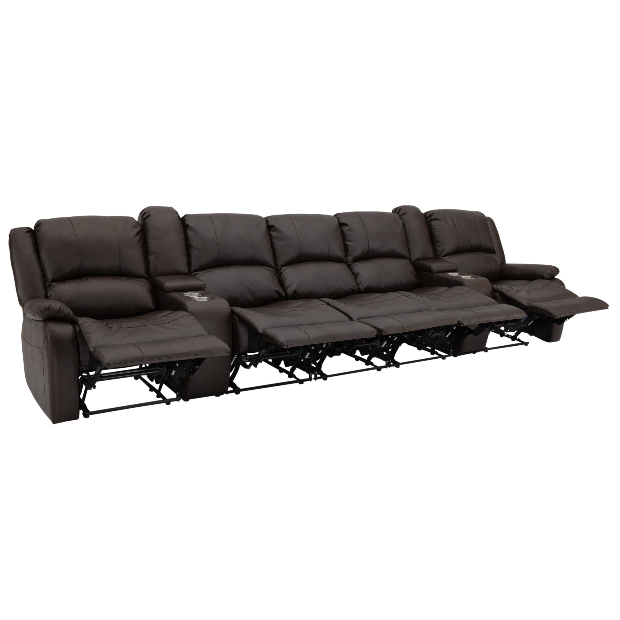RecPro Charles 142" Wall-Hugger RV Recliner Sofa with Two Center Consoles