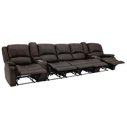 RecPro Charles 142" Wall-Hugger RV Recliner Sofa with Two Center Consoles