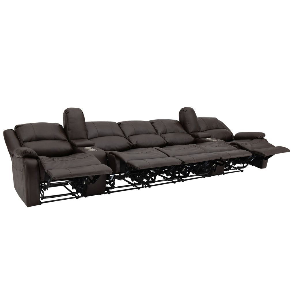 RecPro Charles 142" Wall-Hugger RV Recliner Sofa with Two Center Consoles