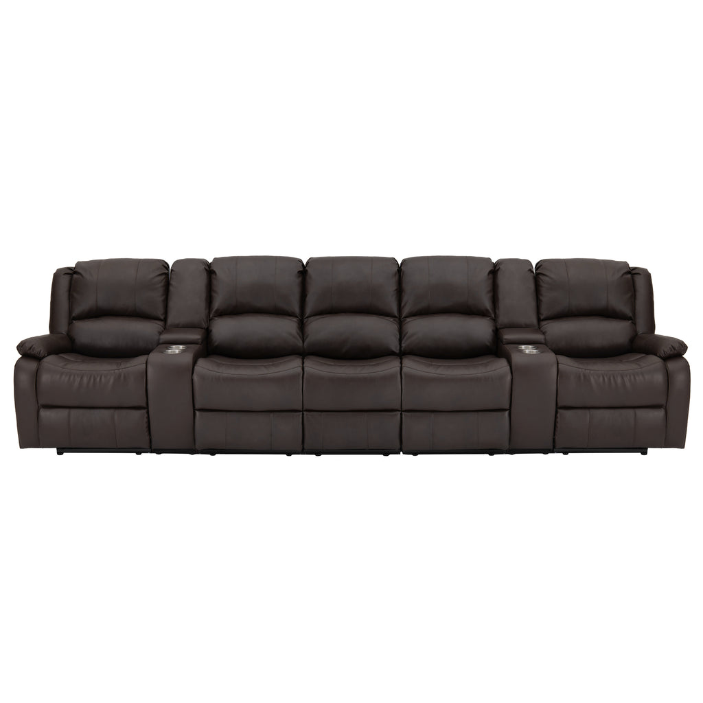 RecPro Charles 142" Wall-Hugger RV Recliner Sofa with Two Center Consoles