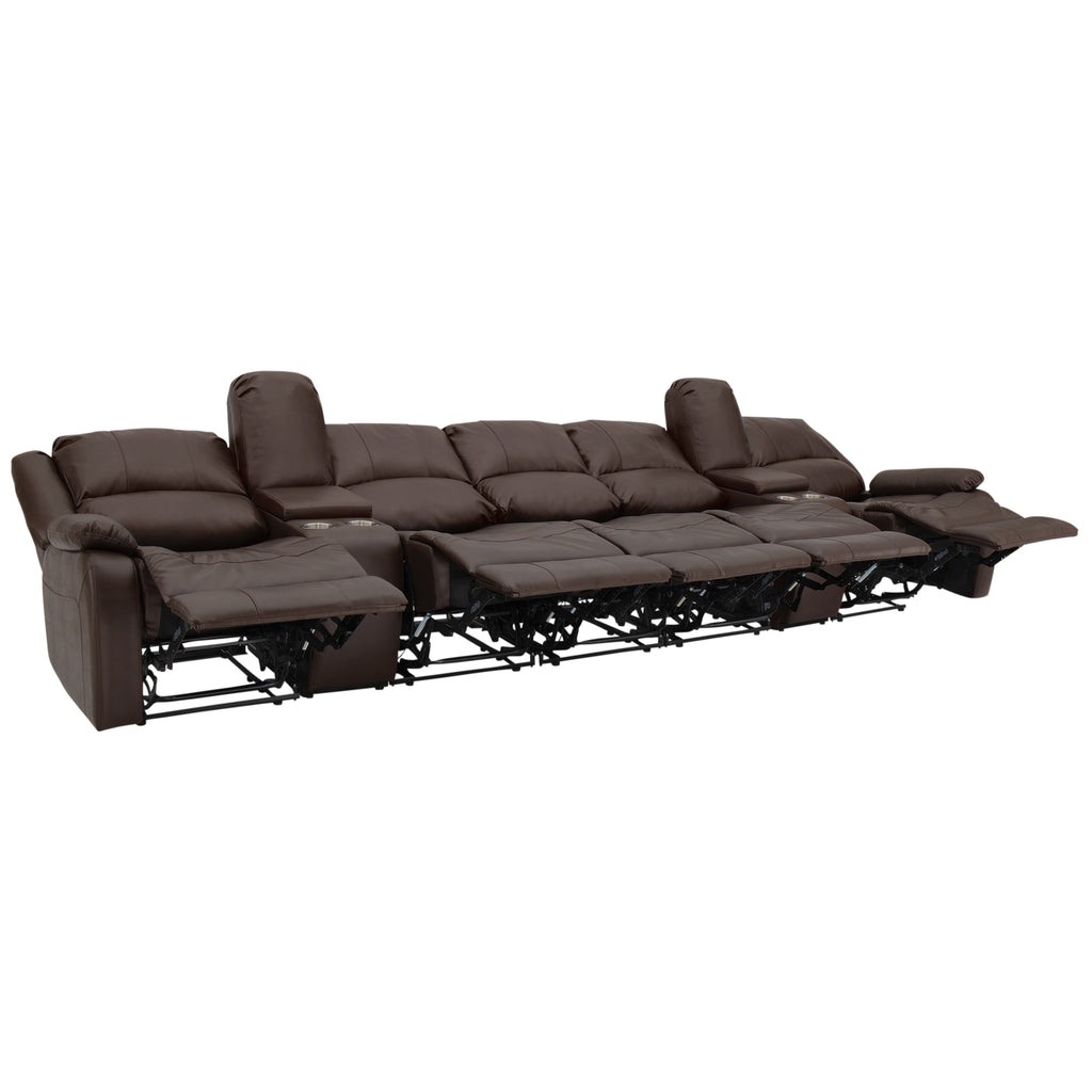 RecPro Charles 148" Wall Hugger RV Recliner Sofa with Three Center Reclining Consoles