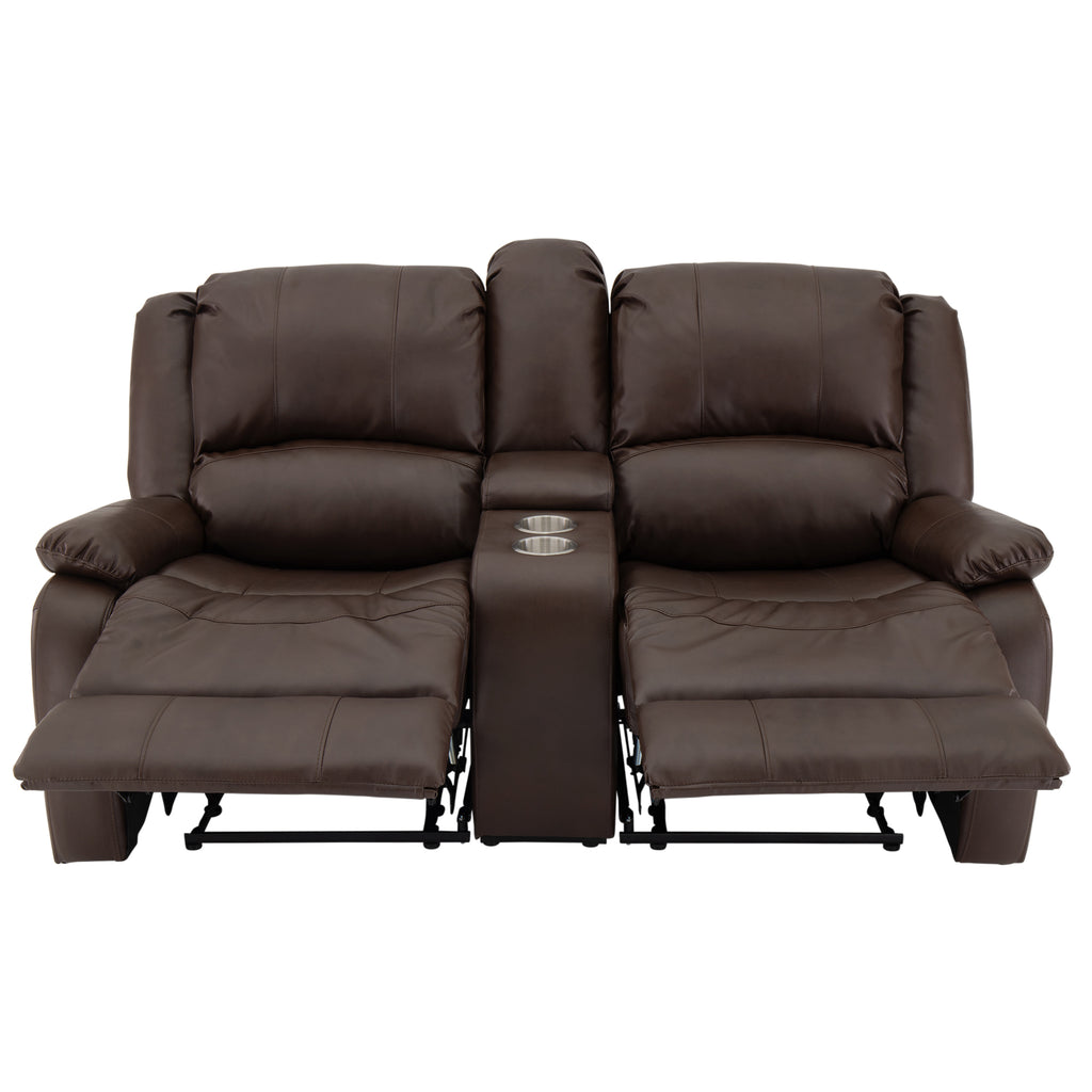 RecPro Charles 67" Double RV Wall Hugger Recliner Sofa with Console