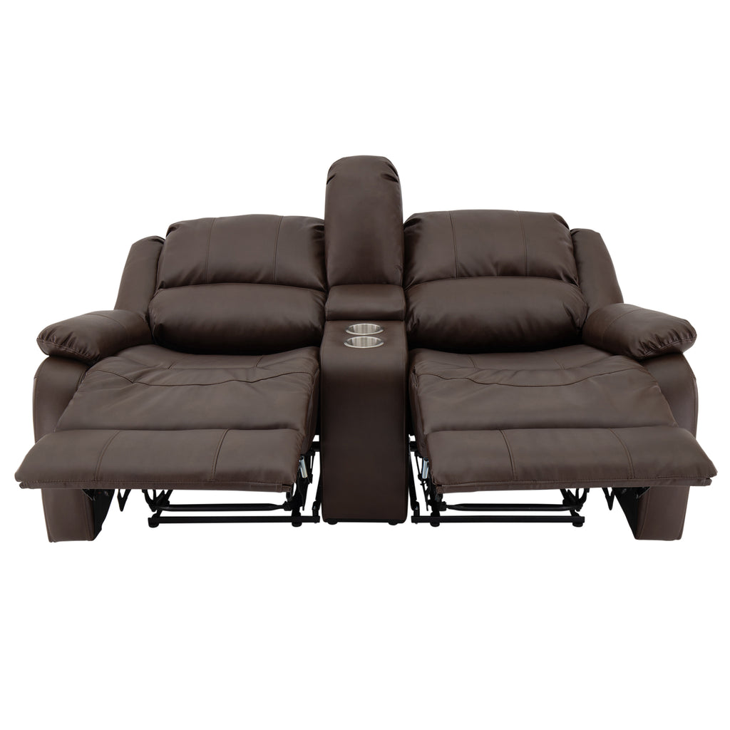 RecPro Charles 67" Double RV Wall Hugger Recliner Sofa with Console