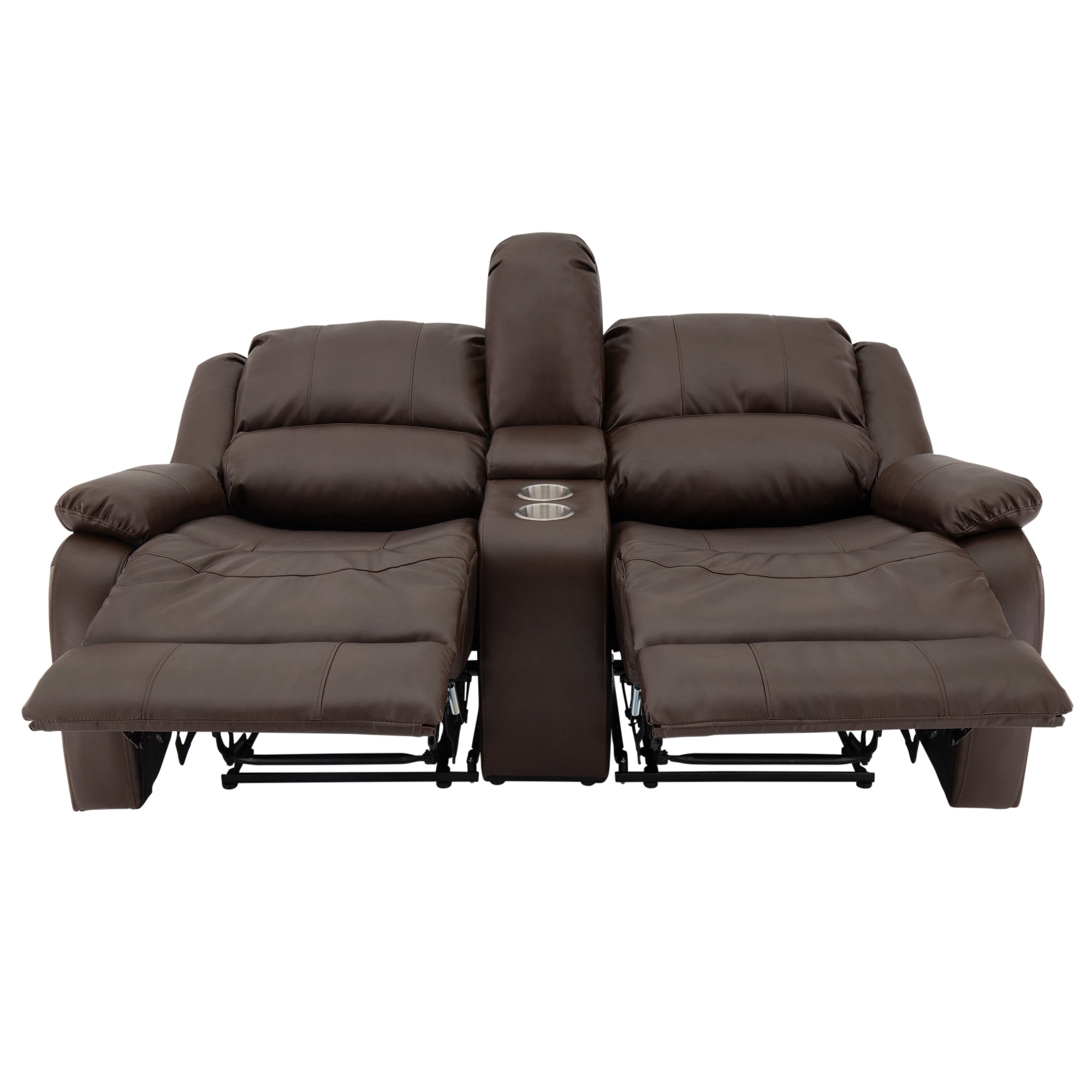 RecPro Charles 67" Double RV Wall Hugger Recliner Sofa with Console