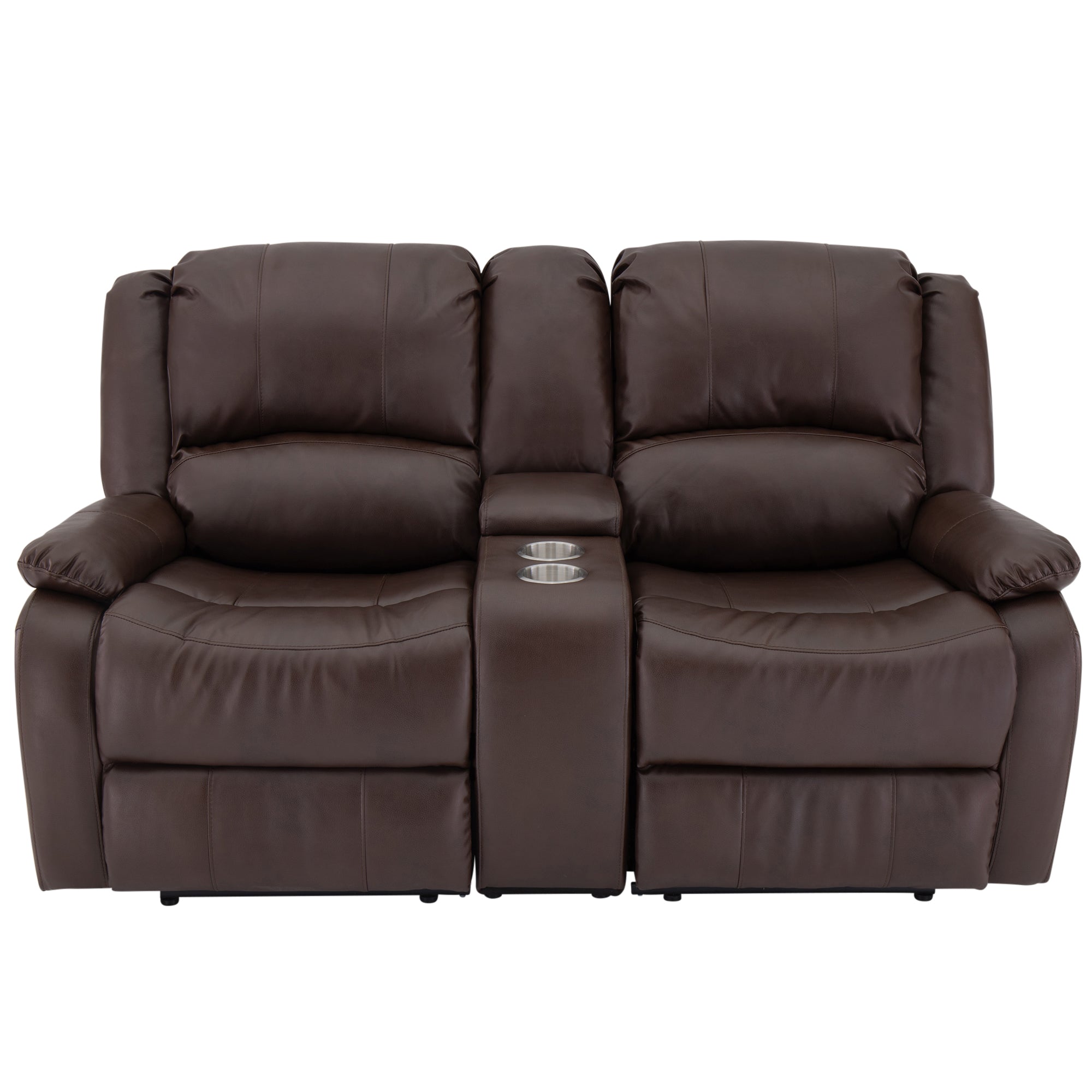 RecPro Charles 67" Double RV Wall Hugger Recliner Sofa with Console