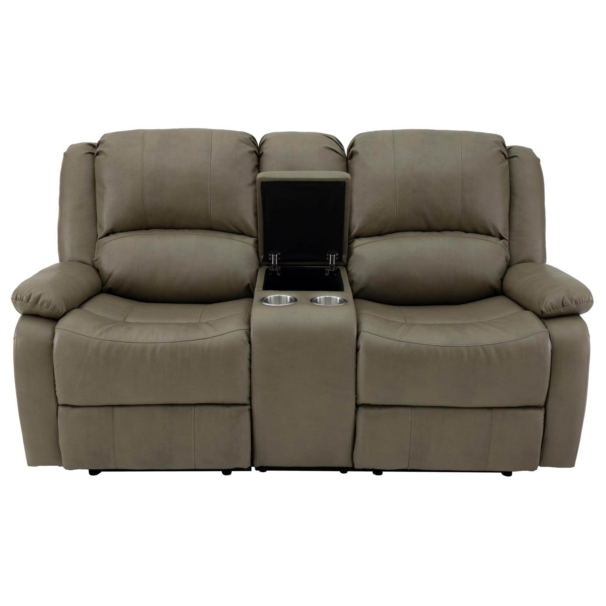RecPro Charles 70" Double RV Wall Hugger Recliner Sofa with Console