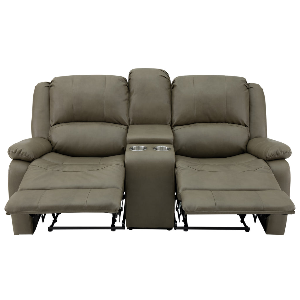 RecPro Charles 70" Double RV Wall Hugger Recliner Sofa with Console