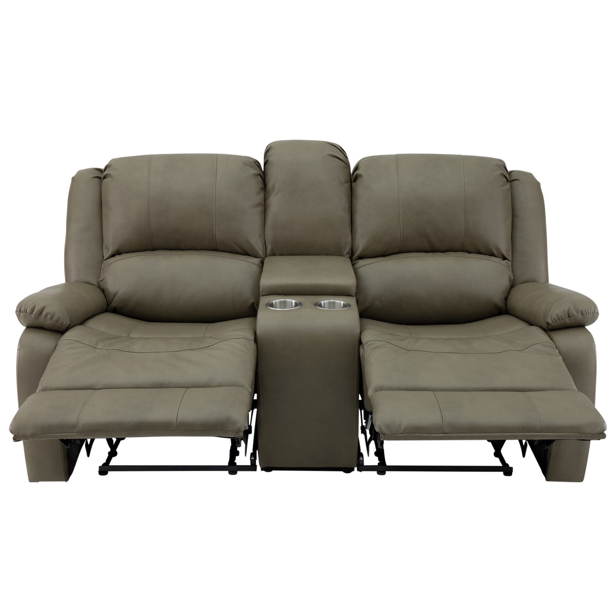 RecPro Charles 70" Double RV Wall Hugger Recliner Sofa with Console