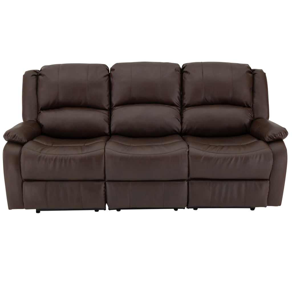 RecPro Charles 80" Triple RV Wall Hugger Recliner Sofa with Drop Down Console