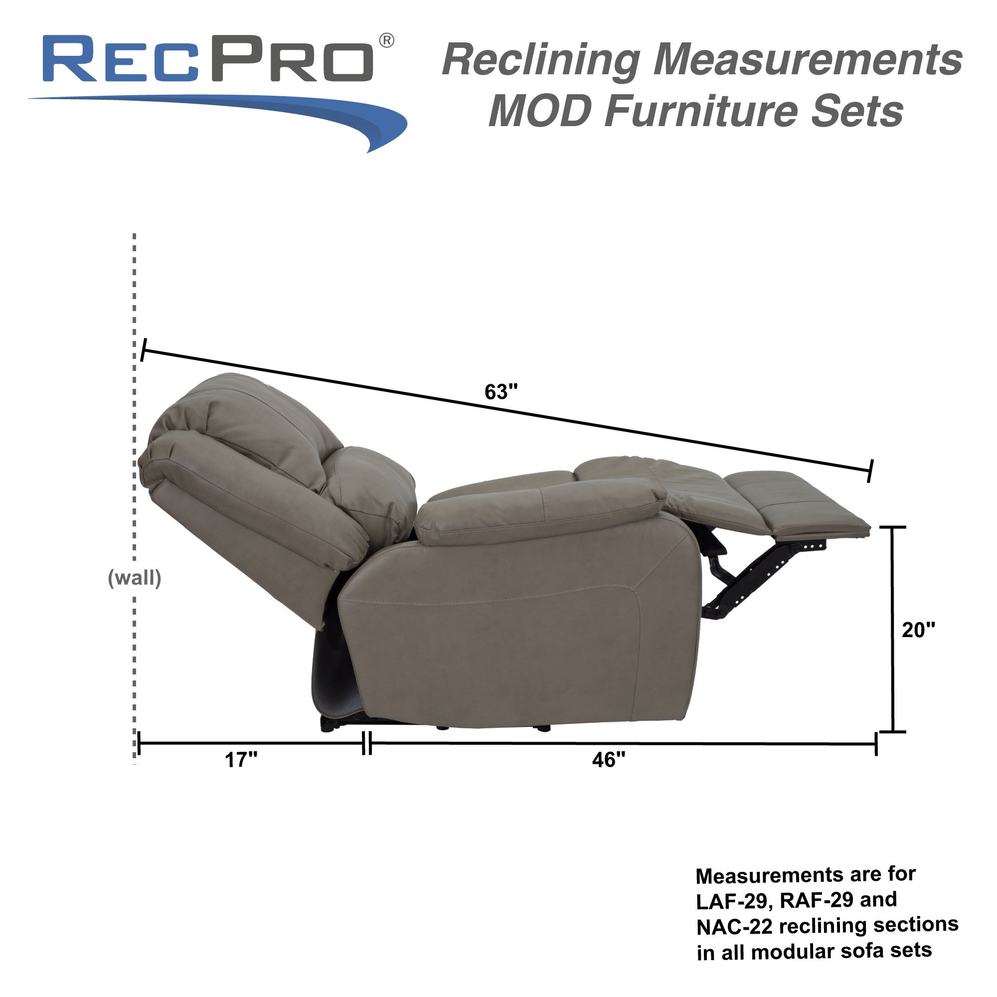 RecPro Charles 29" Right Arm Recliner Modular RV Furniture Reclining Luxury Lounger