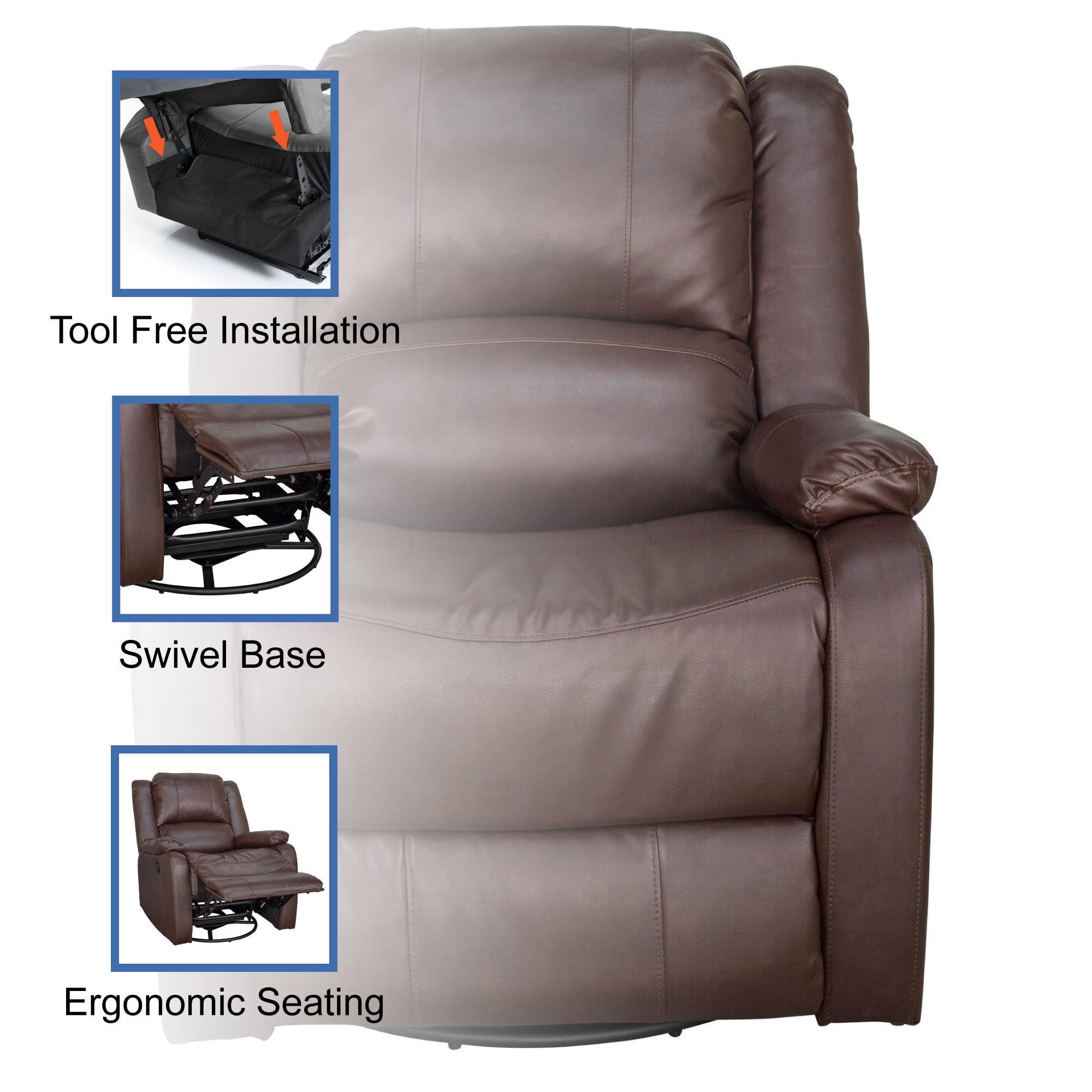 RecPro Charles 30" RV Recliner Swivel Glider Rocker Chair