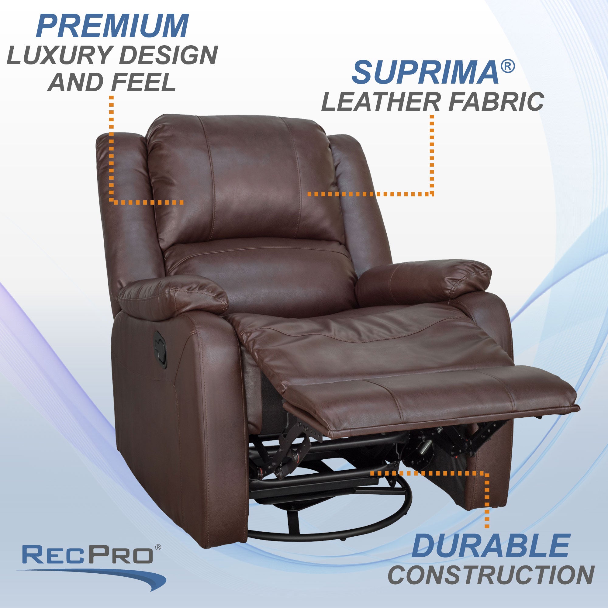 RecPro Charles 30" RV Recliner Swivel Glider Rocker Chair