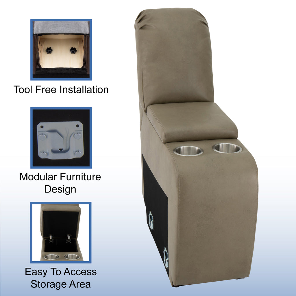 RecPro Charles 12" RV Furniture Comfort Console with Cup Holders and Storage