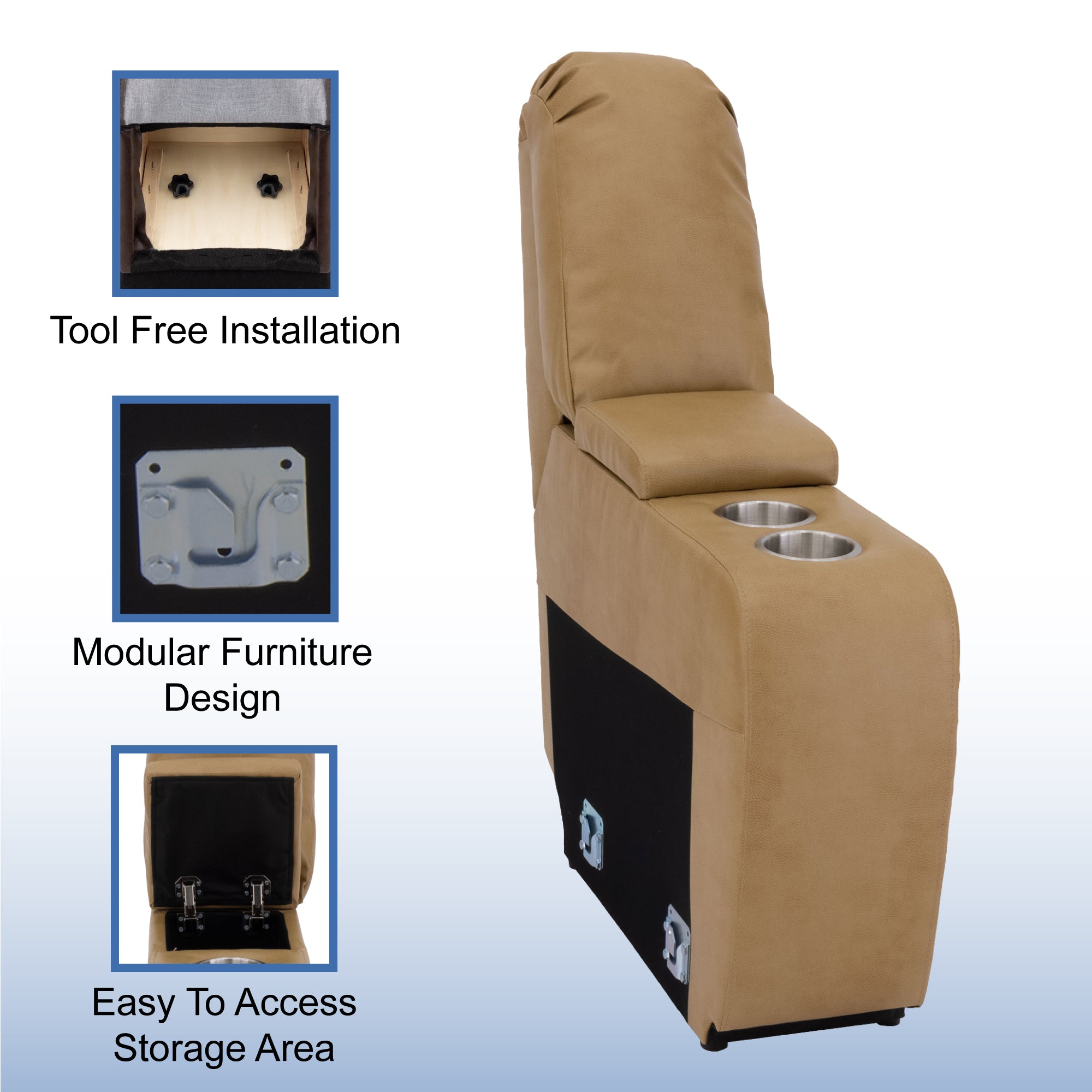 RecPro Charles 9" RV Furniture Comfort Console with Cup Holders and Storage