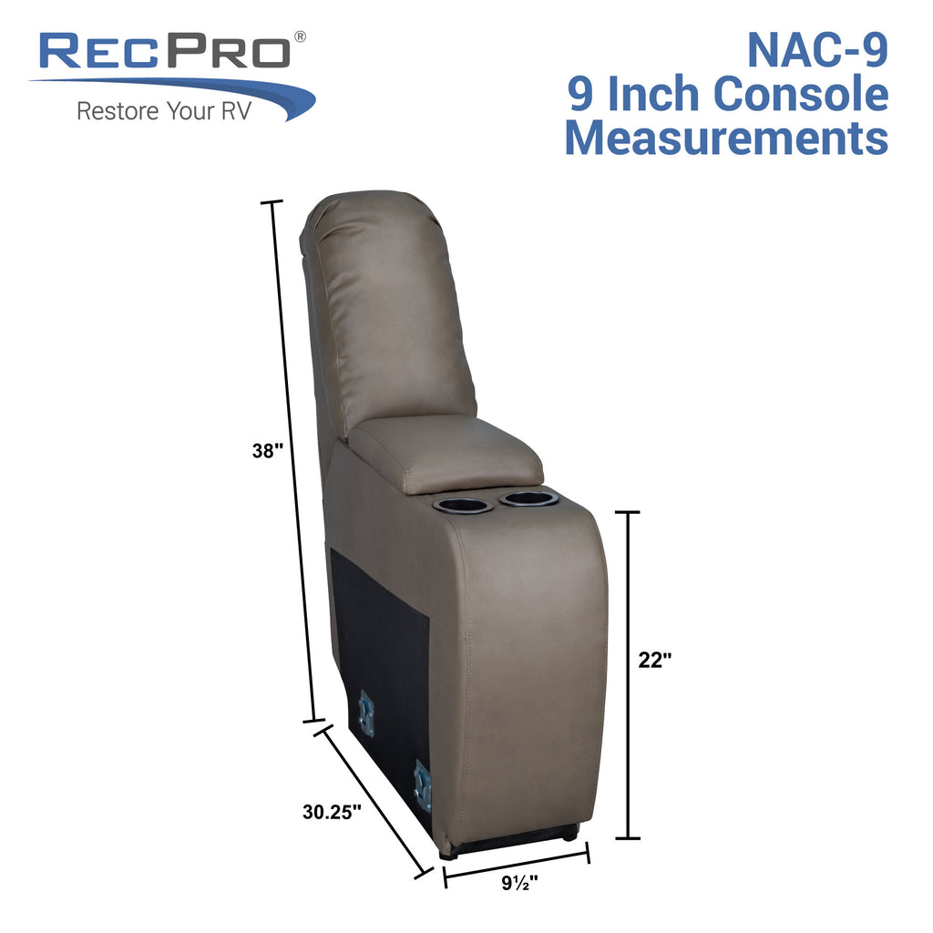 RecPro Charles 9" RV Furniture Comfort Console with Cup Holders and Storage
