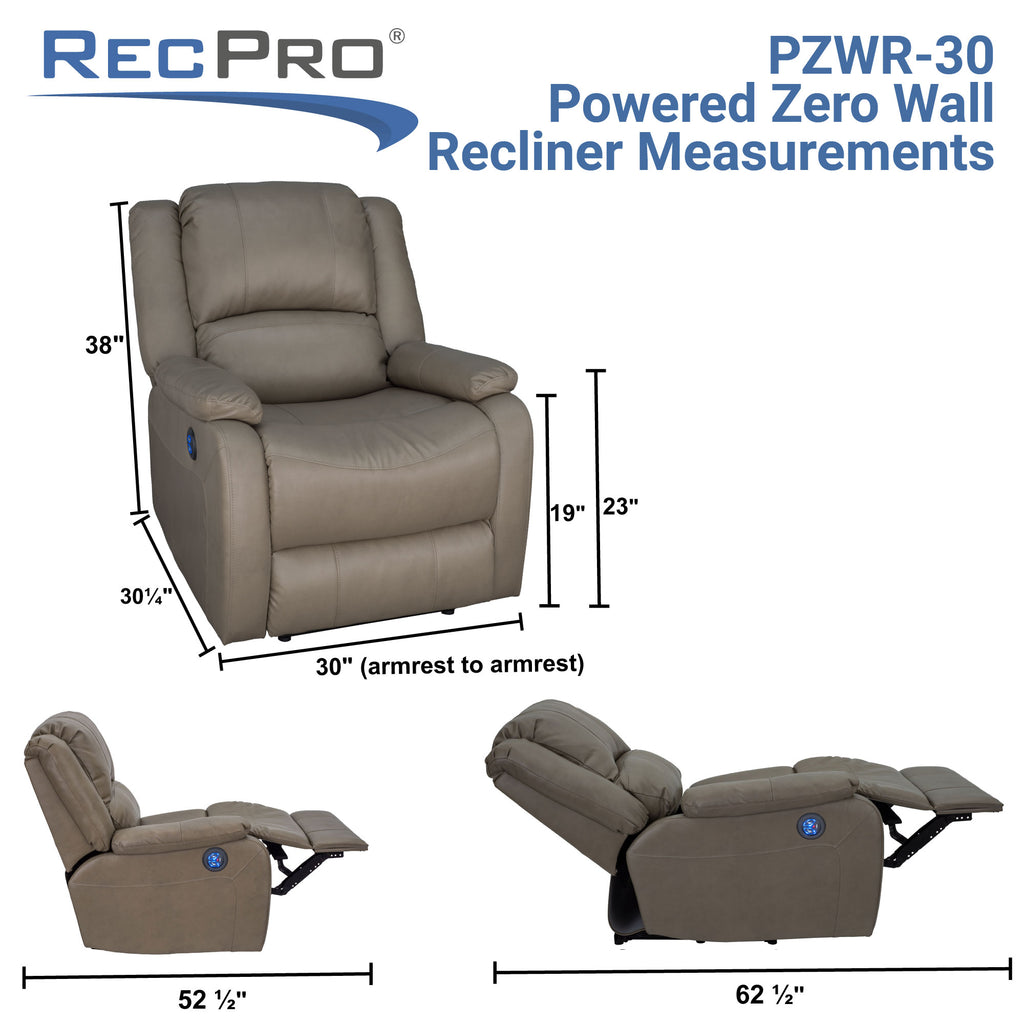 RecPro Charles 30" Powered RV Wall Hugger Recliner