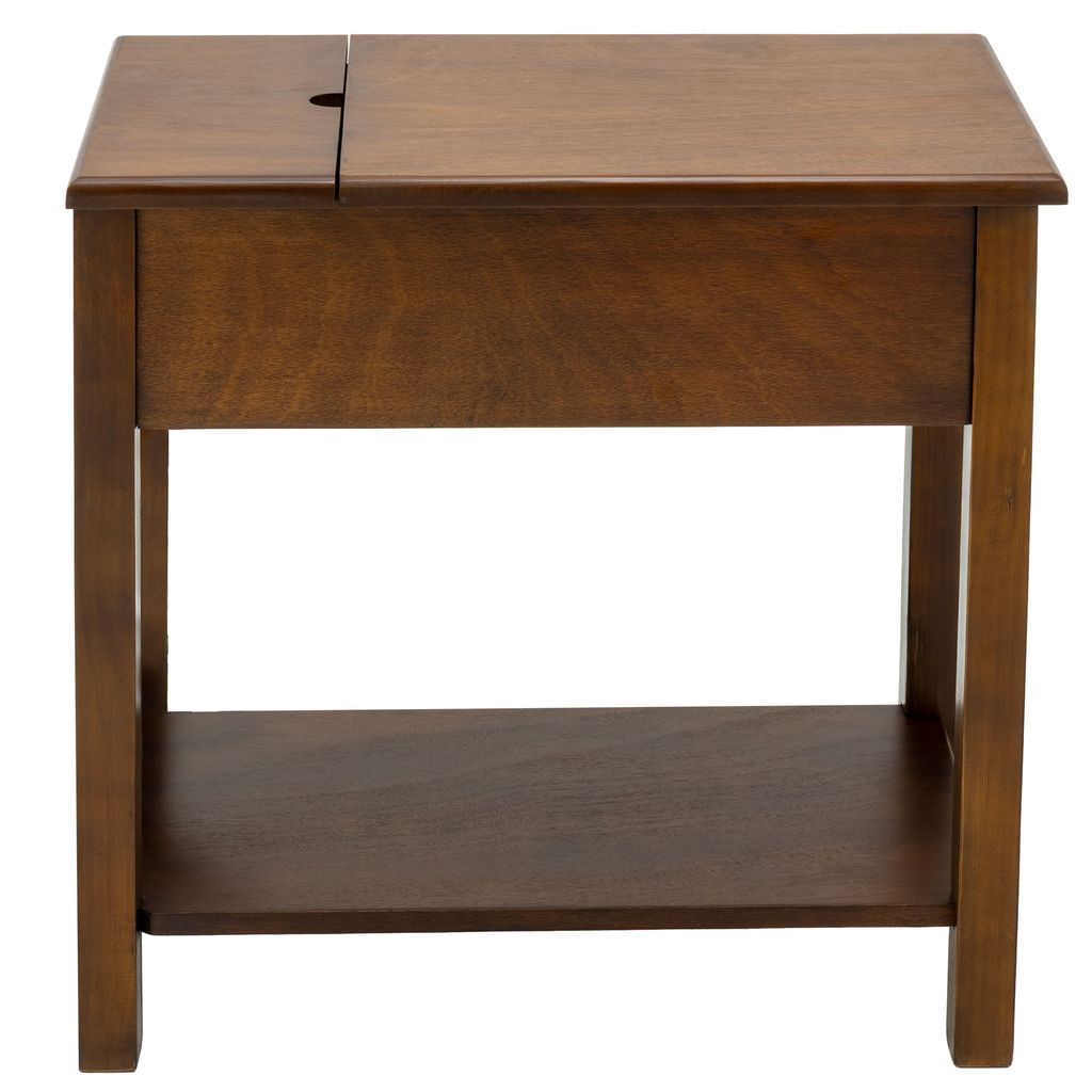RV Side Table with Recessed Dual USB Charging Station and Twin Hidden Power Outlets